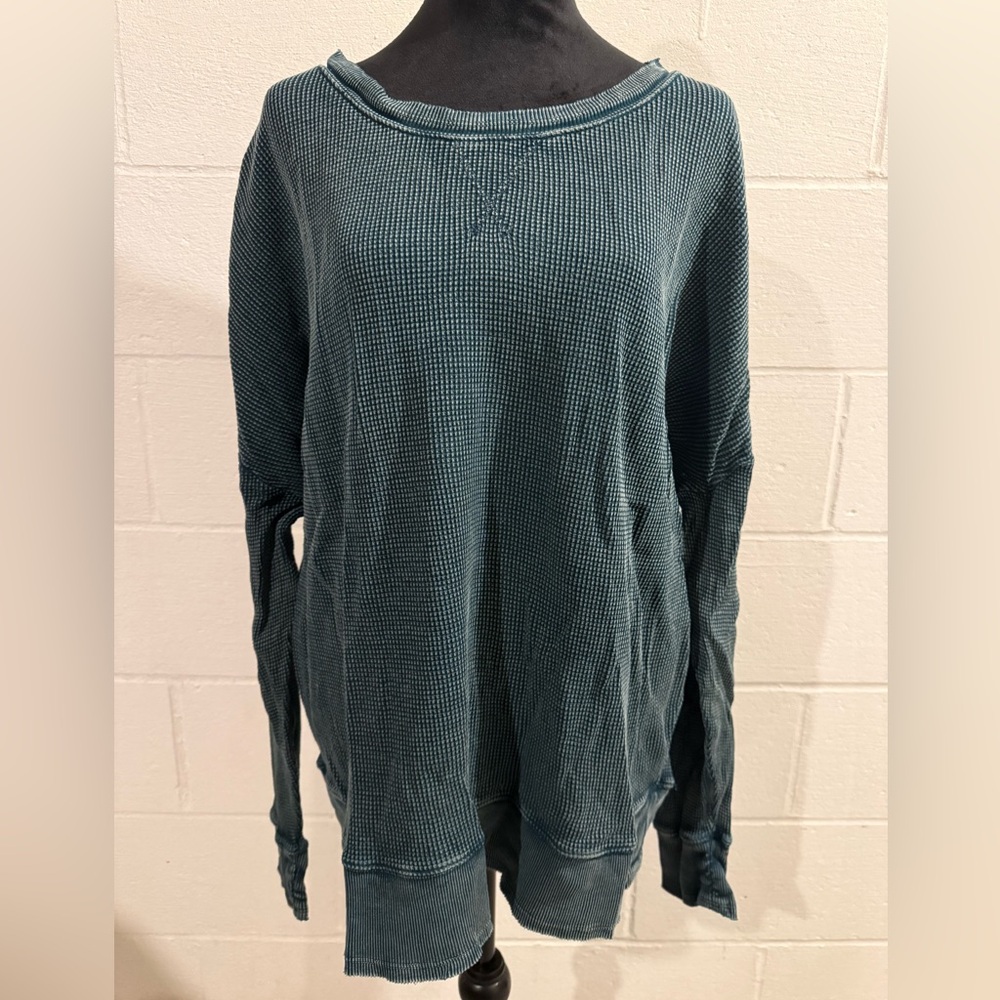 Cabela’s Natural Reflections Green Unisex Waffle Knit Cotton Sweatshirt Size XL